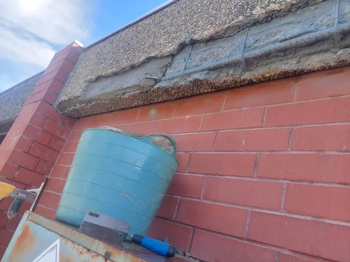 The beam part way through the repair