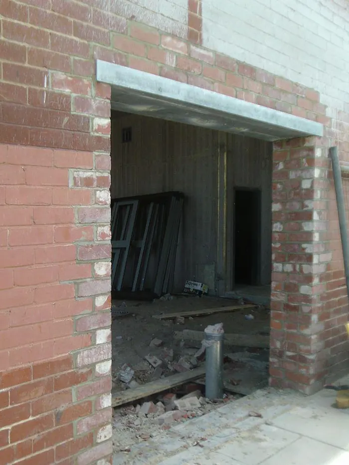 New door opening with lintel installed