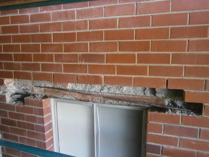 Brickwork removed to replace a corroded lintel