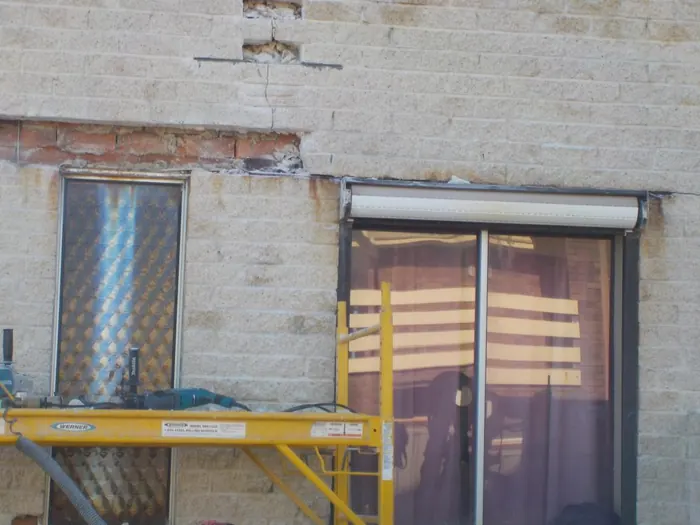 Lintel replacement in progress