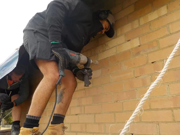 Drilling for wall ties for Dale Alcock